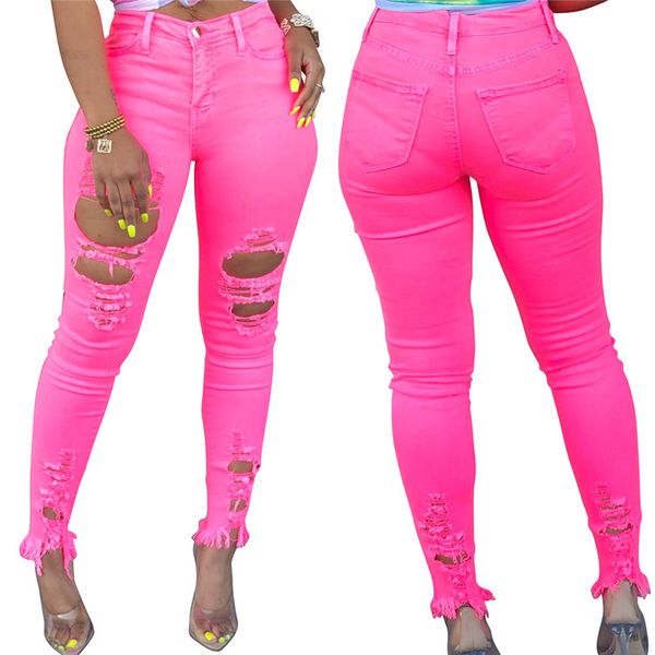 

fashion skinny hole jeans pants women casual high waist stretch jeans ladies hollow out pocket denim trousers, Blue