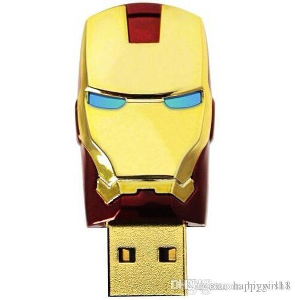 

factory price wholesale retail wholesale 16gb 32gb 64gb iron man usb flash drive series 2.0 storage iron man memory stick data led