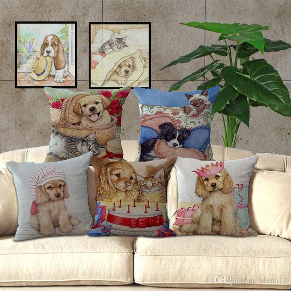 

cute pet dog cat мультфильм pattern сиденья наволочка наволочка декоративное кресло главная бросьте наволочка 45 * 45см 240476