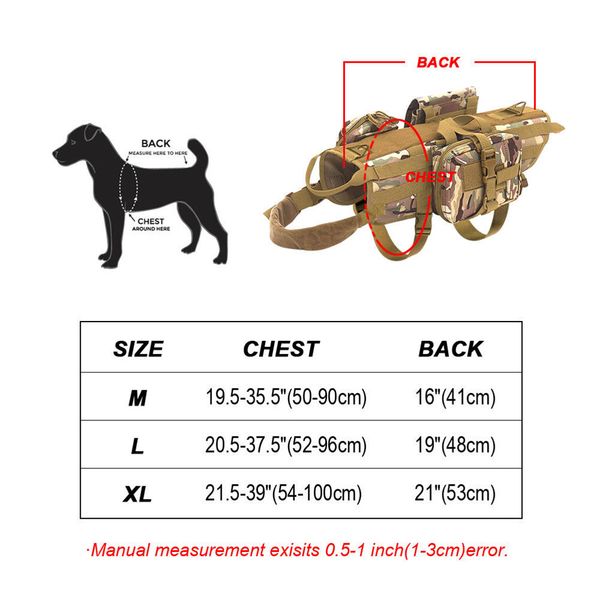 

tactical service dog vest training hunting molle nylon water-resistan adjustable dog harness with handle hunting, Camo