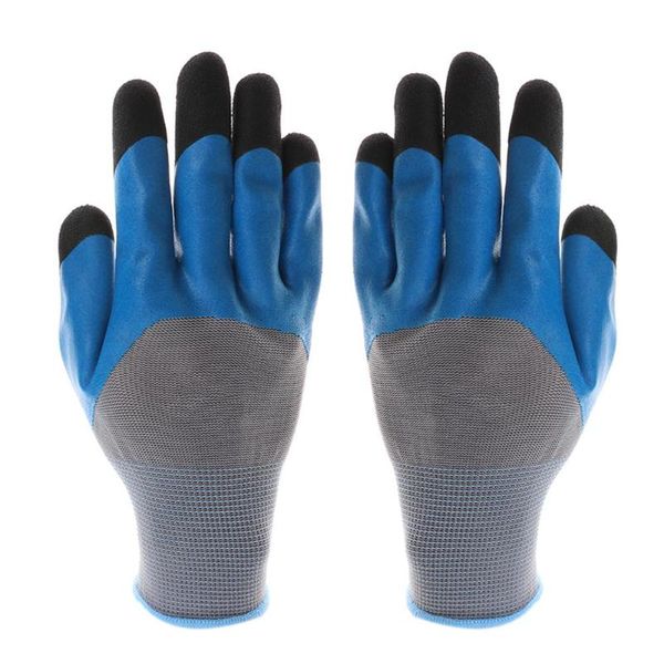 

1 pair garden gloves waterproof work breathable and wear-resistant antiskid glove double grumming durable use nylon with nitrile