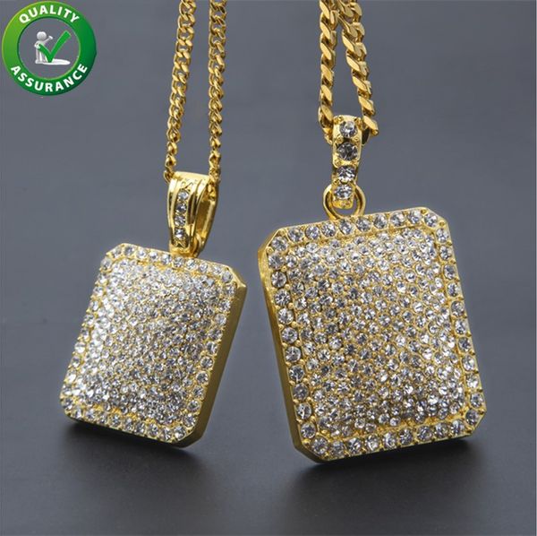 

Iced Out Pendant Mens Jewelry Hip Hop Designer Necklace Gold Chain Luxury Cuban Link Pandora Style Charms Diamond Brand Rapper Love Rock DJ