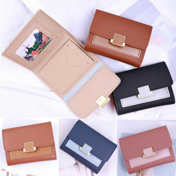 

fashion women lady leather clutch wallet short pu card holder purse handbag, Red;black