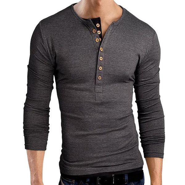 

spring fashion slim fit men t- shirts long sleeve tees man's button collar v-neck t-shirt cotton high quality, White;black