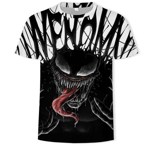 

mens designer venom 3d digital printing short sleeve round collar t-shirt, White;black