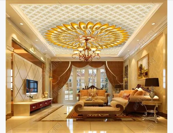 Custom 3d Photo Background Ceiling Silk Material Zenith Mural