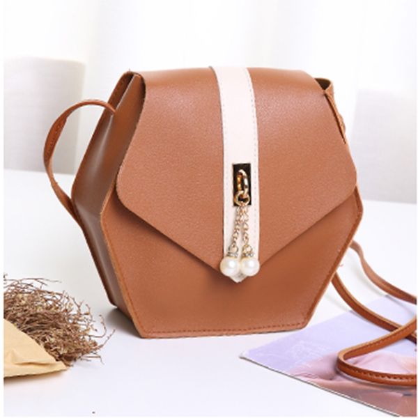 

шестиугольник pu кожаная сумка женская мода украшения жемчуга дамы crossbody сумки посыльного кошелек сумки на ремне bolso mujer # h15