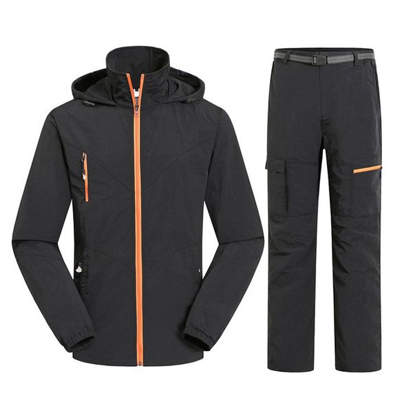 

men&women quick dry breathable jackets pants outdoor sports suit clothing trekking hiking male waterproof and uv resistant tracksuit sets, Black;brown