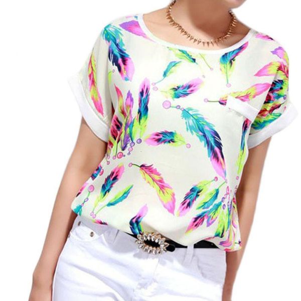

tee shirt femme женщины топы женщин тенниски перья шифон женщины top casual xl женская одежда мода лето топы для женщин, White