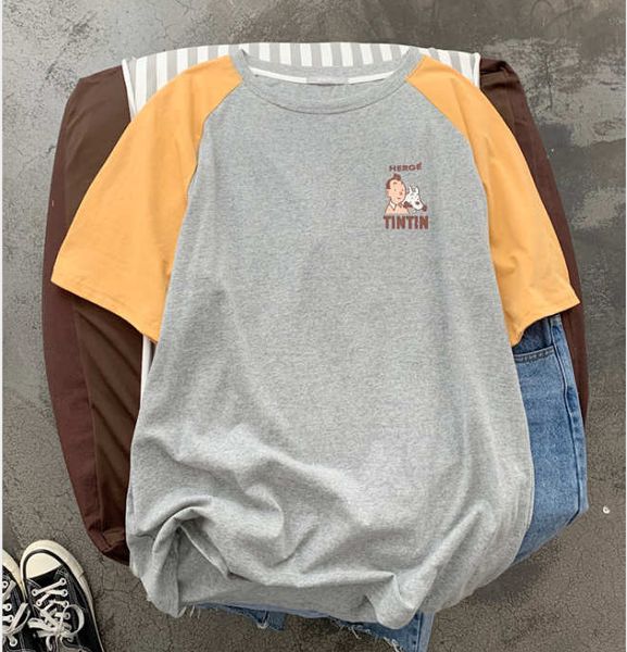 

2020 summer womens designer t-shirts printed carton style short sleeve shirts casual loose breathable womens, White