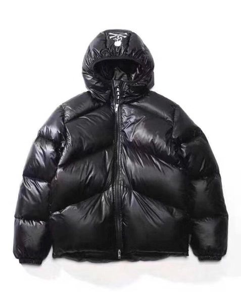 

men's hooded down jacket loose ladies down jacket large size winter dress skull print letters outwear men and women models winter coats, Black