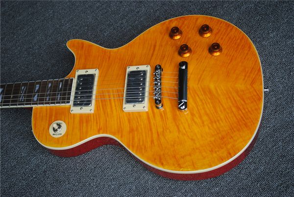 

2020 new yellow color electric guitar,custom shop tiger stripes cover ,