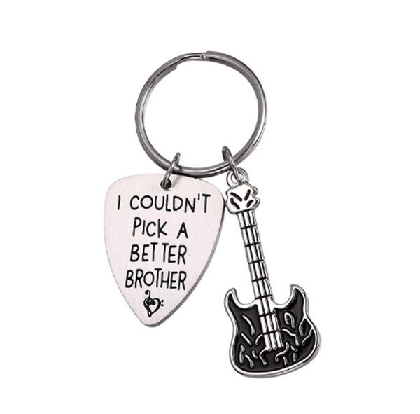 

2019 european and american fashion new stainless steel guitar piece men and women key chain bag pendant, Slivery;golden
