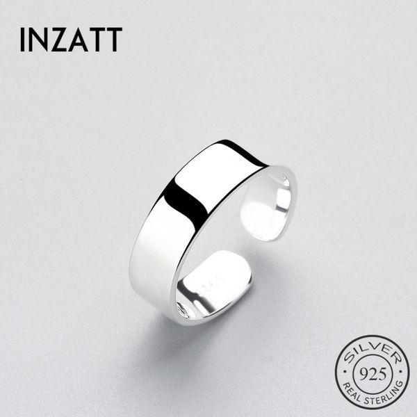 

inzatt smooth surface ring minimalist style for charm women party real 925 sterling silver fine jewelry brincos, Slivery;golden