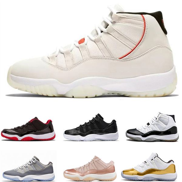 

2019 new men basketball shoes 11s designer running shoes black white red cement pure bred royalty game sports shoes size 40-47