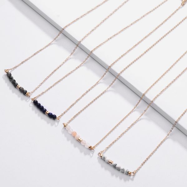 

fashion jewelry natural stones bar pendant choker necklace natural stone beads bar pendant necklace, Golden;silver
