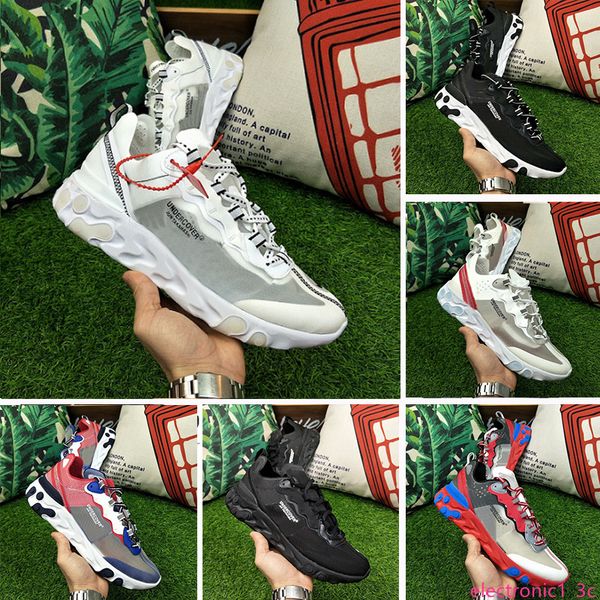 

undercover x upcoming react element 87 pack white sneakers brand men women trainer men women designer running shoes zapatos 36-45, Black;green