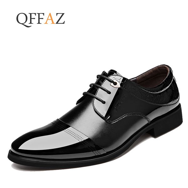 

qffaz men's dress shoes business shoes men formal elegant gentle men oxfords drop shipping, Black