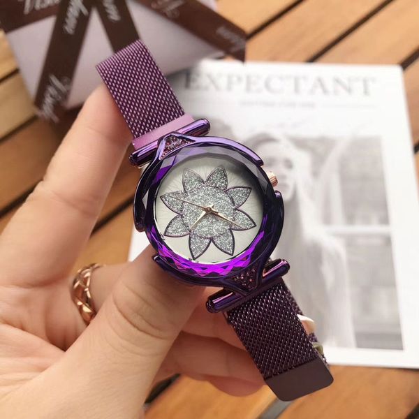 

высокое качество бренда женские часы класса люкс 33 мм цветок циферблат из нержавеющей стали группа платье кварцевые часы для дамы девушка л, Slivery;brown