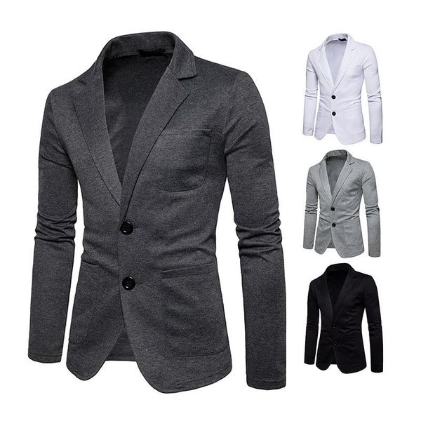 

new fashion mens suit two buttons designer suit casual solid color suit mens jacket white black gray s-2xl size ing