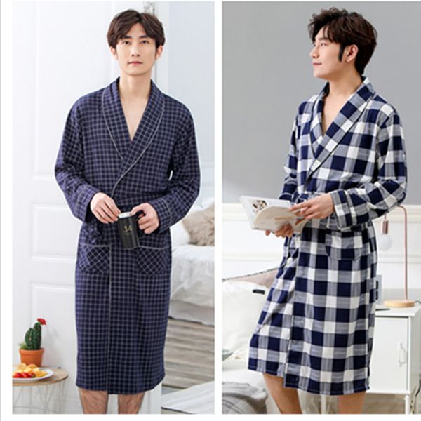 

solid color bathrobe for shower 2019 autumn sleeping robe for men cotton dressing gown man bathrobe, Black;brown