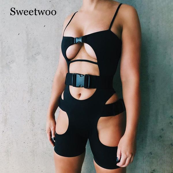 

2019 new summer fashion sports style solid hollow one-piece vest shorts three color slim hip push up soft yoga set, White;black