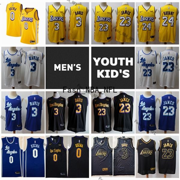 

Mens Kids Lakers Nike LeBron James 23 Authentic Anthony 3# Davis Stitched Kyle 0 Kuzma 8Kobe Bryant NBA Basketball Jersey