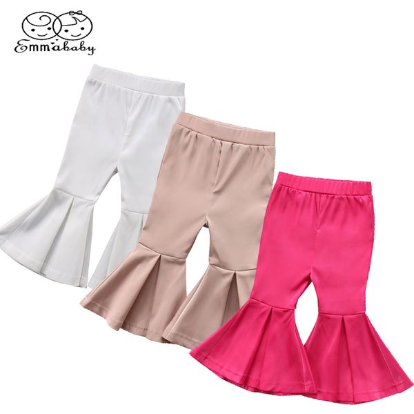 

cute girl colorful flare pants leggings casual kids stretchy pants bell-bottoms trousers size 2-7y, Blue