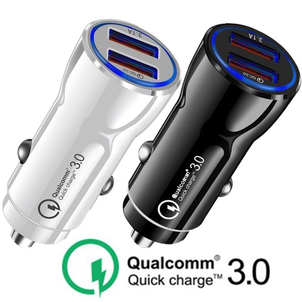 

universal qc3.0 quick charge dual usb ports 3.1a car charger for iphone 7 8 x 11 ipad samsung tablet pc mp3 gps