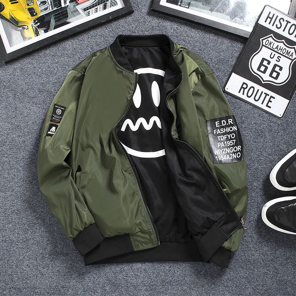 

new style men's coat 2018 spring and autumn jacket men's double-sided wear flight suit korean-style slim fit sports casual gown, Black;brown