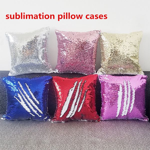 

sublimation mermaid sequin pillow case mermaid toy pillow cover decorative cushion cover reversible sequin pillowcase home decor 40*40cm