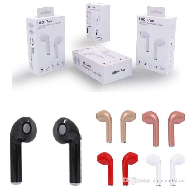 

new arrival hbq i7 tws twins true wireless earbuds mini bluetooth v4.2 der stereo headset sports headphone for iphone 7 samsung