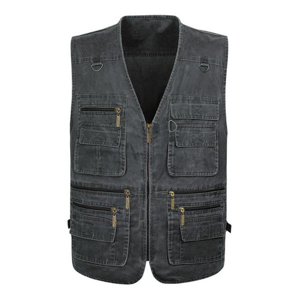 

2018 men multi-pocket classic waistcoat male sleeveless vest coat casual winter jacket men pgrapher vest, Black;white