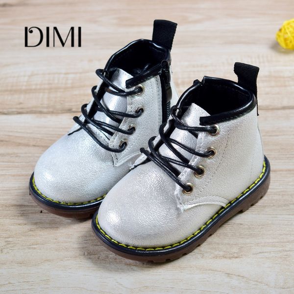 

2018 new autumn leather boys girls toddler for kids lace-up non-slip waterproof fashion children' boots y200104, Black;grey