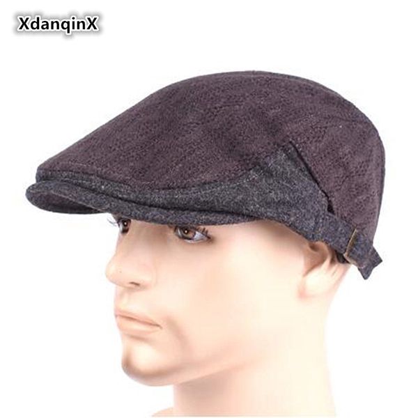 

men's winter hat warm woolen berets simple retro adjustable size duck tongue cap balaclava male bone snapback casual dad's hats, Blue;gray