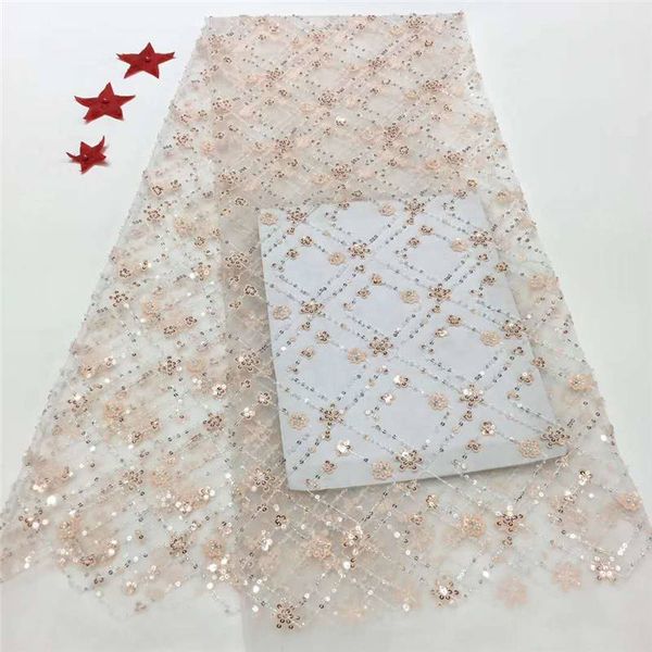 

african tulle lace fabric 2020 lace nigerian sequins embroidery french net lace fabrics for dress ni2550-5, Black;white