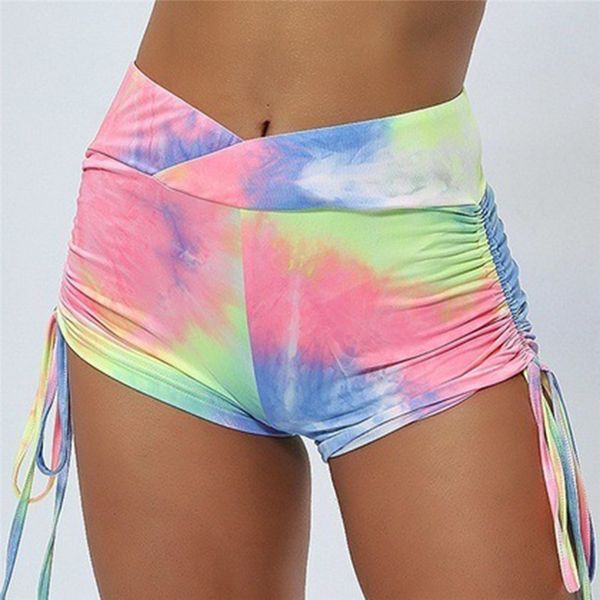 

sfit women yoga shorts push up fitness short high waist gym trunks running sportswear multicolor underwear beach shorts, White;red