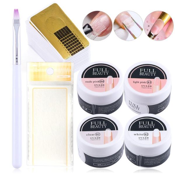 

nail art kits extension uv builder gel silk fiberglass forms french tips brush tools manicure tr1800