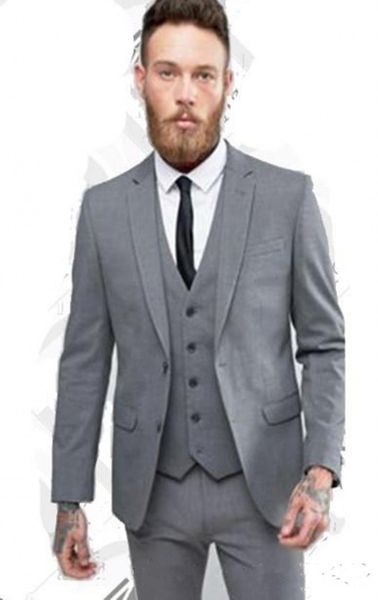 

new design grey groom tuxedos notch lapel two button groomsmen mens wedding dress excellent man 3 piece suit(jacket+pants+vest+tie) 467, Black;gray