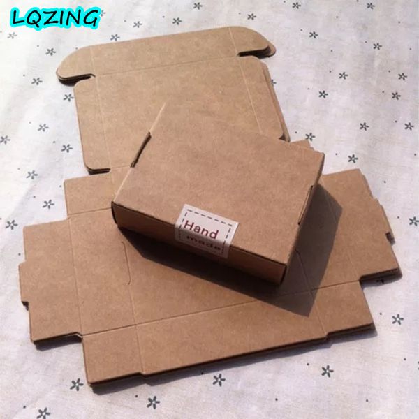 

40pcs/lot craft paper party decoration packing box small cardboard jewelry gift boxes blank square soap kraft box carton folding