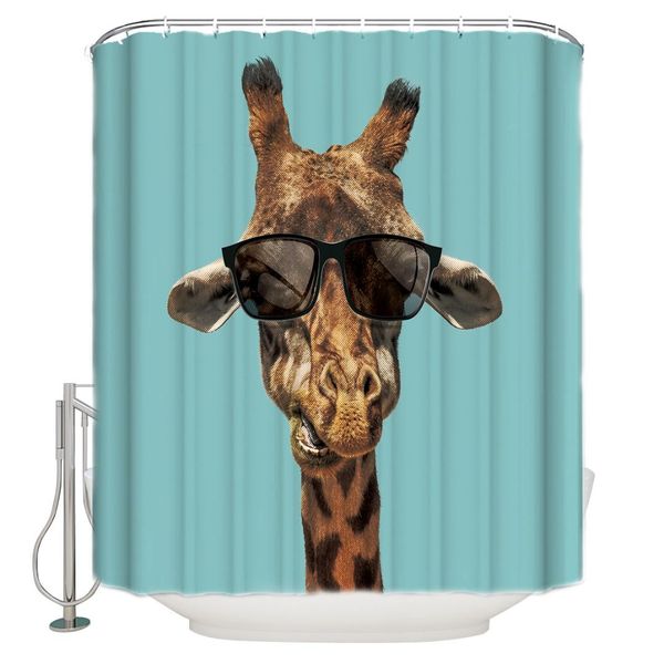 

giraffes wearing sunglasses are funny shower curtain waterproof bathroom curtain