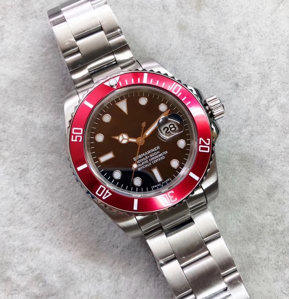 

u1 factory wristwatches sapphire red ceramic bezel stainless steel 40mm 116610ln 116610 automatic mechanical mens men watch watches, Slivery;brown