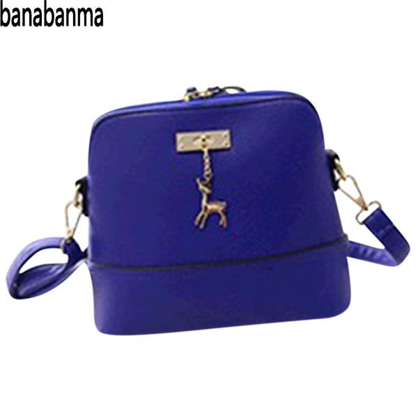 

banabanma women handbag fashion solid color satchel pu leather shoulder shell bag deer pendant bags for women 2018 zk50