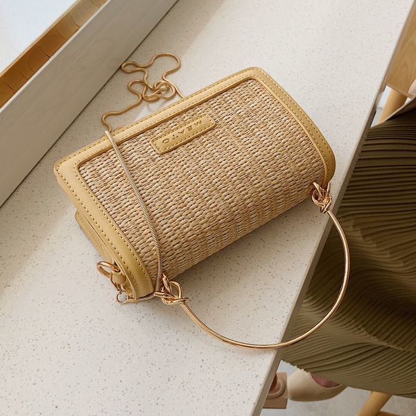 

elegant female travel tote bag 2019 summer new quality straw women's handbag chain shoulder messenger bag bolsos mujer