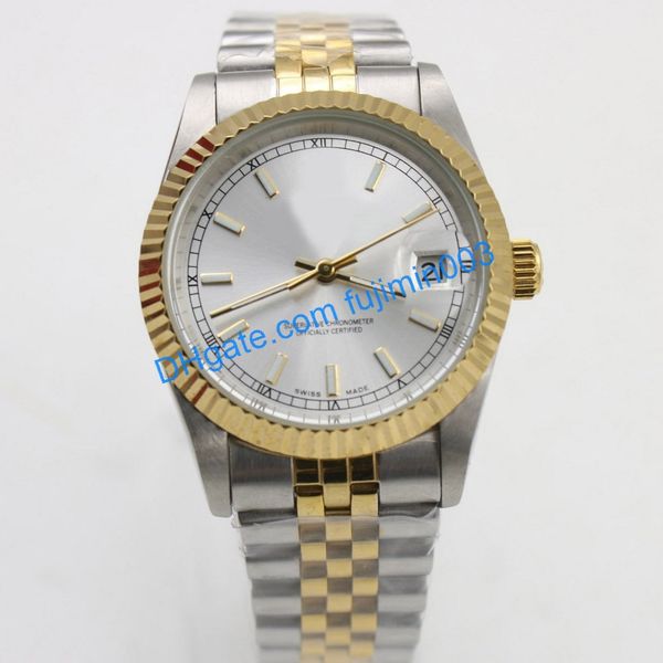 

роскошные мужские наручные часы 36 мм автоматические механические часы без батареи широкое движение datejust часы из нержавеющей стали 62, Slivery;brown