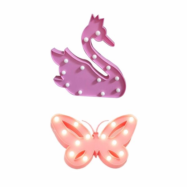 

creative cute 3d butterfly/swan led light color night light home room desk decor for bedroom living room