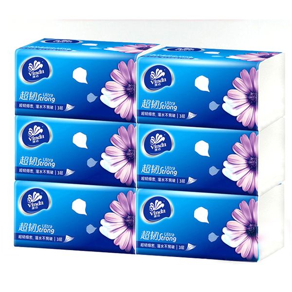 

vinda super absorbent paper napkins flexible packaging native wood pulp delicate and soft tissue paper 3 layers, 130 sheets, 6 packs of tiss