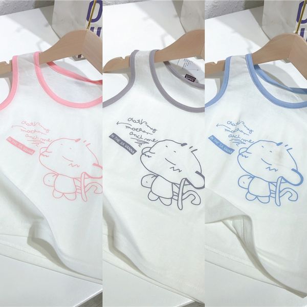 

vest clothing large cong boys' and girls' ice children's vest children's clothing silk cotton linen sleeveless t-shirt, Blue