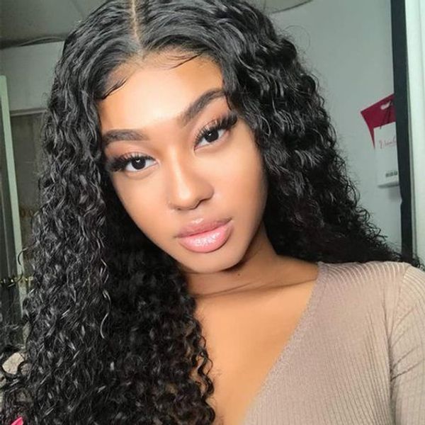 

kun human hair lace wigs 360 lace wig brazilian human hair loose curly with preplucked bleached knots natural hairline, Black;brown