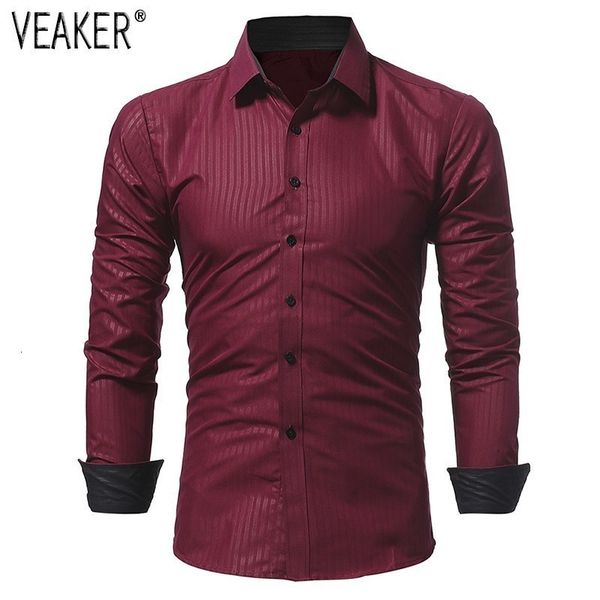 

men's casual shirts zijde satijn mannelijke zwart wit lange mouwen gestreept overhemd slim fit bedrijvengids party -3xl, White;black